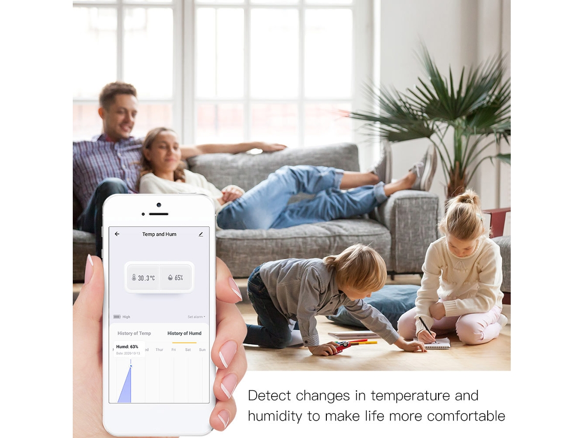 2026 sensor Inteligente de Temperatura e Humedad Wifi Zigbee com Dados Históricos de 30 Dias Compatível com Alexa