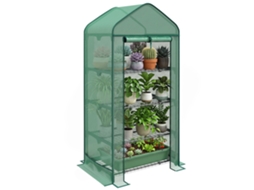 Estante para plantas 4 prateleiras com porta enrolar 69x49x158cm Verde escuro | S/MARCA