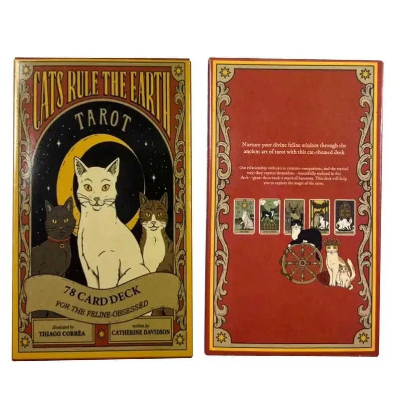 Tarot "os Gatos Dominam A Terra" (78 Cartas) Cartas Oráculo (versão Em Inglês) Tabuleiro De Jogo De Adivinhação
