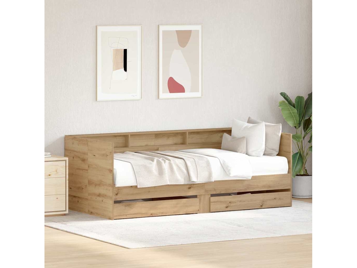 Vidaxl Sofá-camas Carvalho Artesanal 90 X 200 Cm Derivados De Madeira