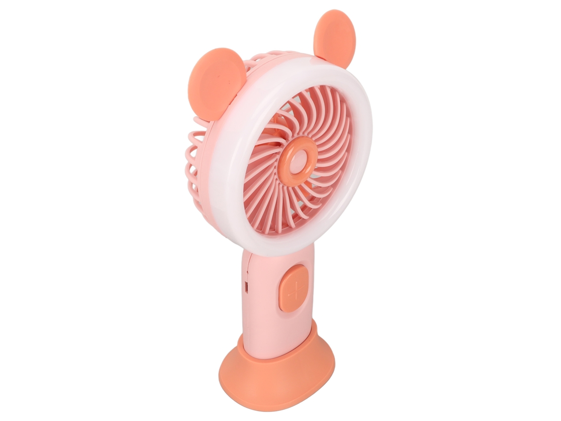 Ventilador Portátil Com 3 Níveis De Ajuste, Recarregável Via Usb, Com Cabo Ergonômico E Luz Vibrante, Para Estudantes E Crianças (rosa)