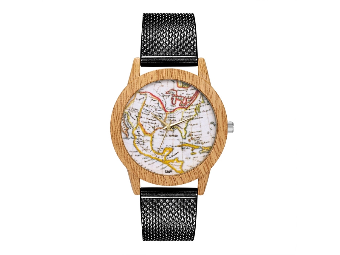 Reloj De Pulsera Analógico De Cuarzo Con Correa De Malla Para Hombre Y Mujer Negro