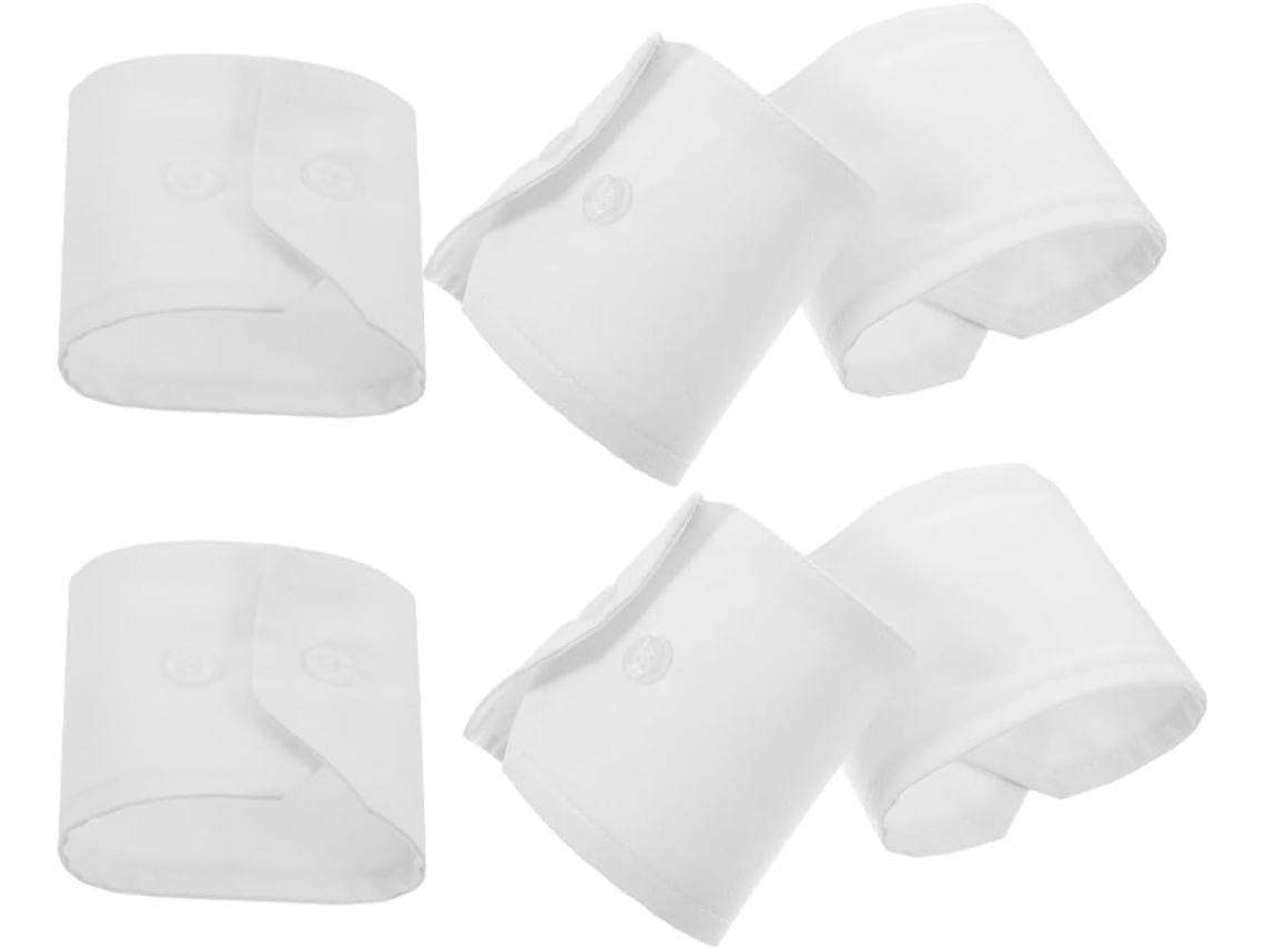Conjunto De 3 Pares De Punhos Removíveis Para Mangas Femininas, Em Tecido Branco Decorativo, Com Design Elegante.