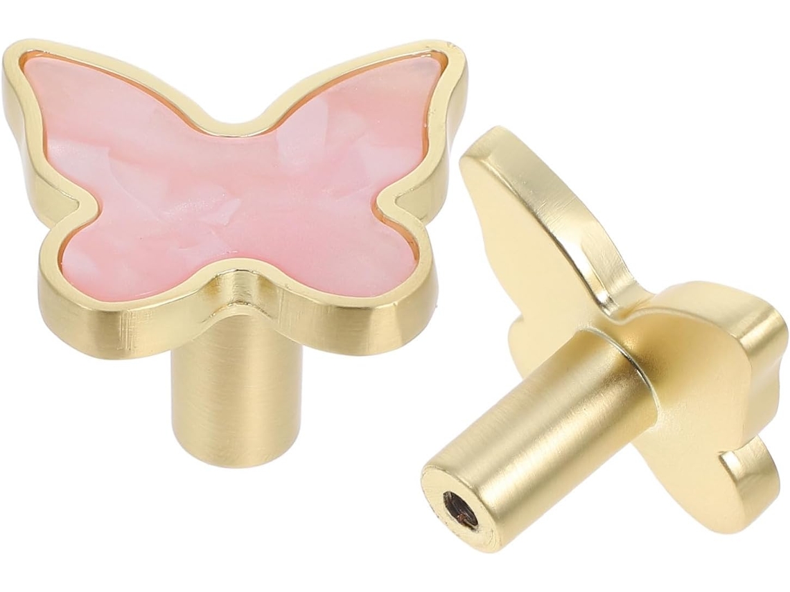 Tehaux Conjunto De 2-puxadores Gaveta Borboleta Rosa Em Liga Zinco Com Superfície Lisa E Aderência Confortável