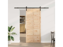 Vidaxl Porta Deslizante Natural 90 X 208 Cm Madeira De Pinho Maciça