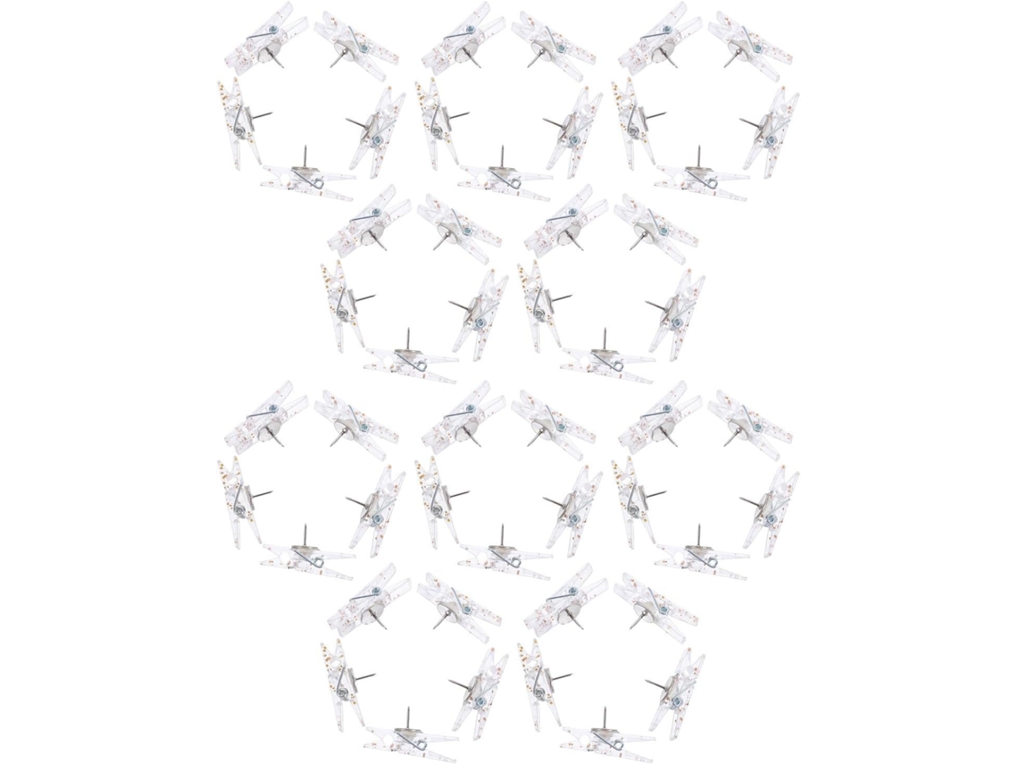 Conjunto Homsfou com 50 clipes multifuncionais para artigos de papelaria com bordas arredondadas, clipes de plástico e ferro.
