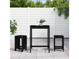 Vidaxl 3 Pcs Conjunto De Bar Para Jardim Pinho Maciço Preto