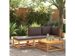 Vidaxl Conjunto De Sofás De Jardim Vidaxl De 3 Peças Com Almofadas De Madeira De Acácia E Corda