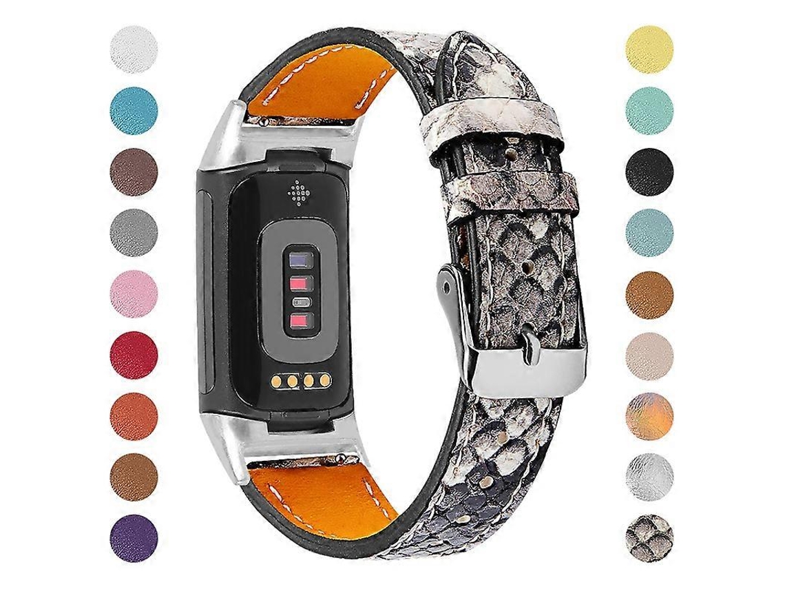 Pulseira De Relógio Ajustável De Couro Genuíno Premium Para Fitbit Charge 6/5 Saisiyiky