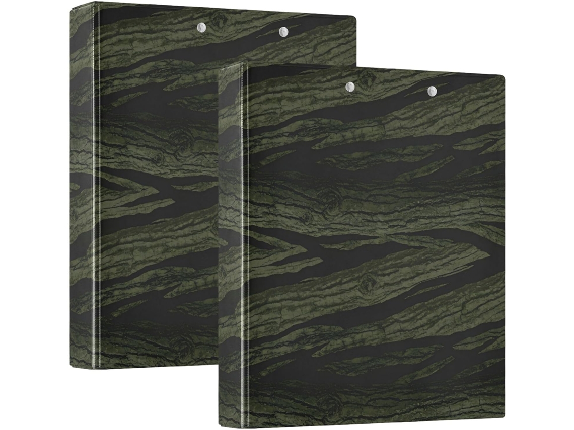 Pasta Escolar Abstrata Verde Escuro 3,8cm 1,5 Pacotes, Três Anéis com Sacos, Pacote com 1 2 unidades, Camada