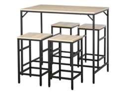 Conjunto De Mesa De Bar, Mdf E Metal, Dimensões Da Mesa 100x60x88 Cm, Dimensões Do Banquinho 32x32x57 Cm, Conjunto De 5 Peças, Pés Ajustáveis