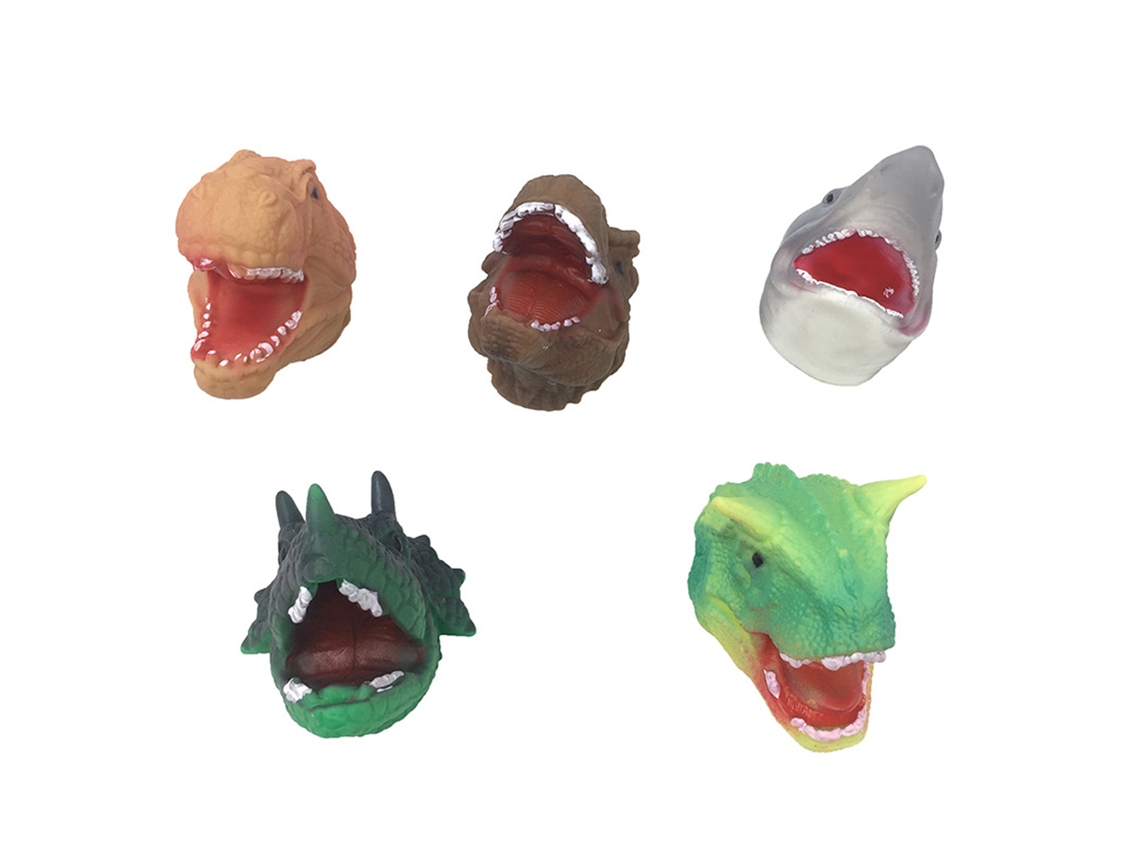 Primerox 5pcs/set Bonecos de Dedo Tubarão Dinossauro Borracha Macia Brinquedo Educativo de Role Playing