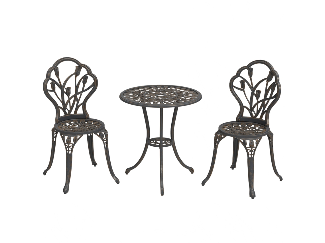Conjunto de Jardim 3 peças, 2 cadeiras reclináveis e mesa de centro, mosaico, azul