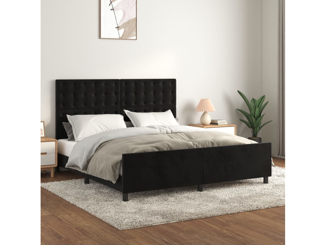 Vidaxl Estrutura De Cama Sem Colchão 160x200 Cm Veludo Preto