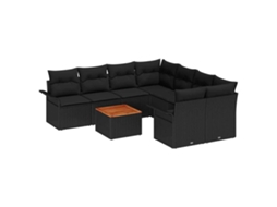 Maison Exclusive - Conjunto De Sofá De Jardim 9 Pcs Preto Vime Pe