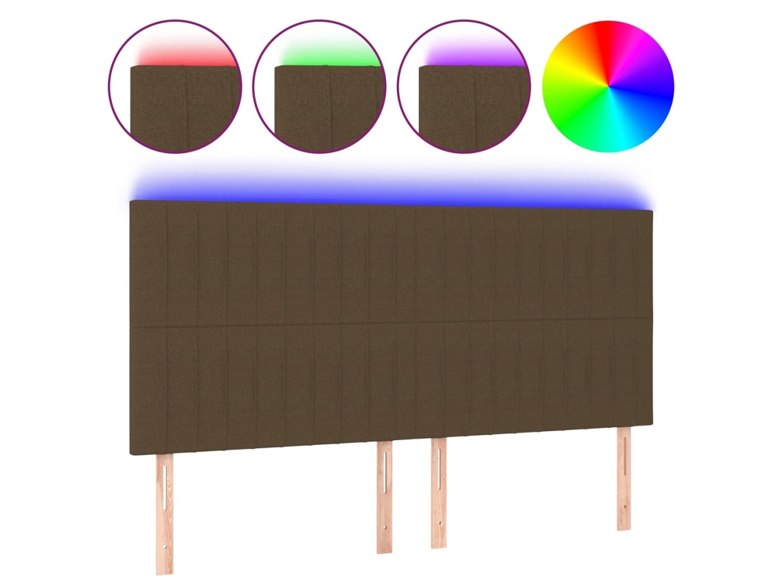 Cabeceira de Cama com Led Tecido Castanho MAISON EXCLUSIVE (160x5x118 cm)