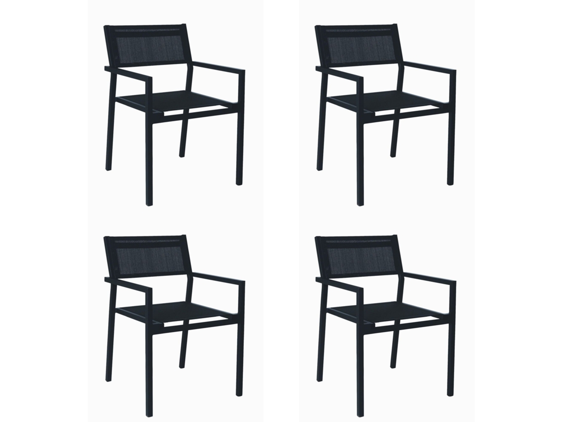 Set 4 Poltronas Interior, Exterior Preto Mamba Garbar