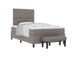 Cama Box com Cabeceira Cinzento acastanhado 120 X 190 Cm Tecido MAISON EXCLUSIVE