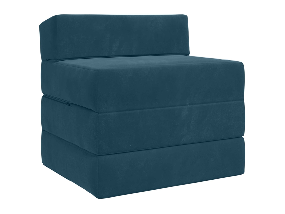 Sofá Cama Dobrável Azul 200 X 70 X 15 Cm Veludo SYFAX