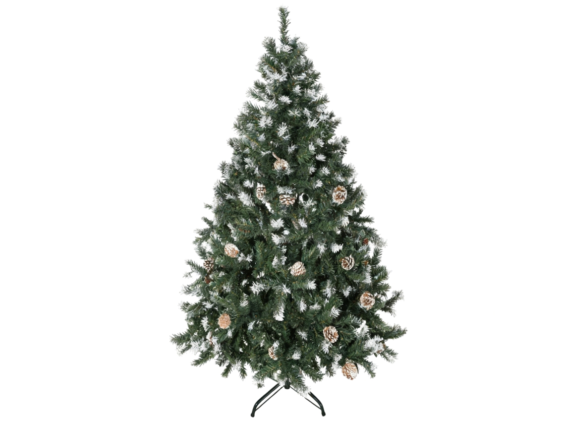 Árvore De Natal Artificial De 150 Cm Coberta De Neve Com 676 Ramos E Pinhas, Base Automática Que Abre E Fecha, Verde