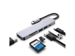 Lurelia Hub Usb-c 6 Em 1 Com 4k 30hz, Hdmi, Usb 3.0, Sd/tf, Pd 60w Para Macbook
