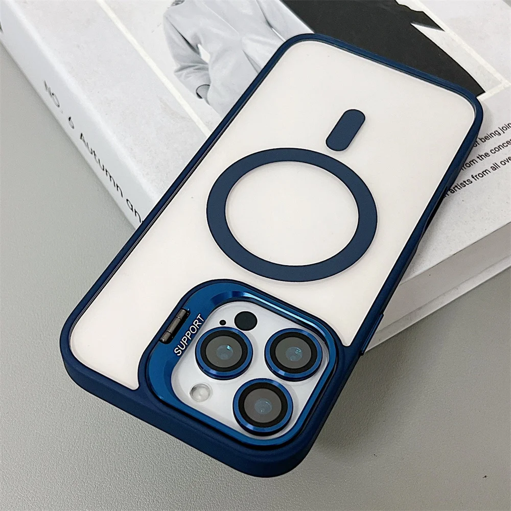 Capa Magnética À Prova De Choque Para Iphone 14 Plus (azul Escuro), Compatível Com Magsafe, Com Protetor De Lente De Vidro.