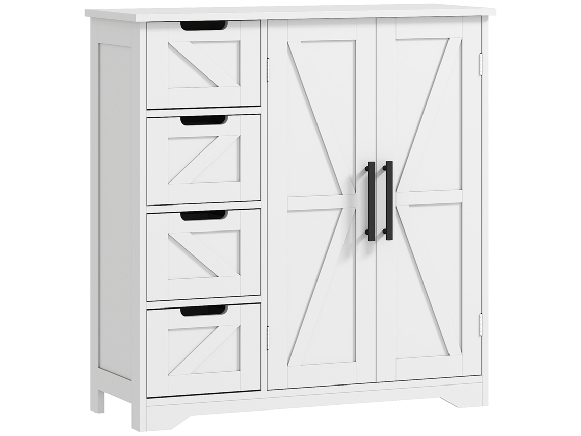 Armário De Banheiro, Unidade De Armazenamento, Com 4 Gavetas E 1 Armário, Para Espaços Pequenos, 81,2 X 30 X 83,8 Cm, Branco