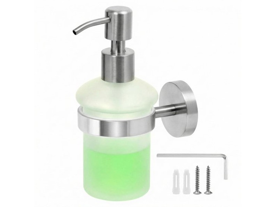 Dispensador de sabonete de parede em aço inoxidável de alta qualidade - Dispensador de sabonete com suporte de parede - Dispensador de sabonete para chuveiro - Capacidade de líquido: 200 ml - Resistente à corrosão