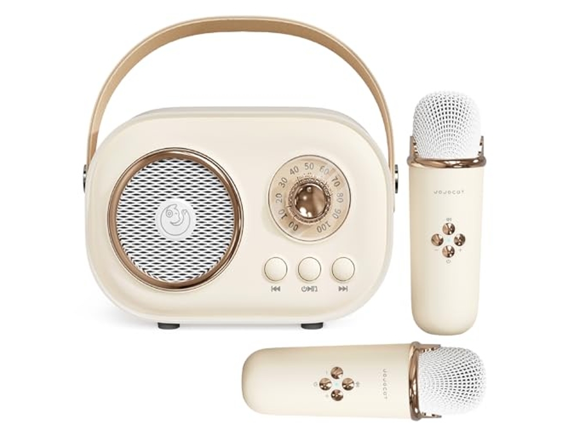 Mini Máquina De Karaokê Infantil Com 2 Microfones Sem Fio, Conjunto De Alto Falantes Retrã´ Portáteis, Som Estéreo Com Graves Refor Aquaforge