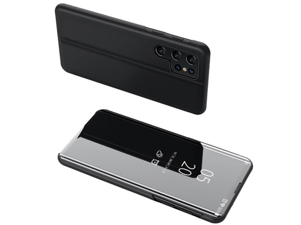 Capa Para Samsung Galaxy S26 Ultra 5g - Capa Carteira Clear View Espelho Vidro Temperado - Preto