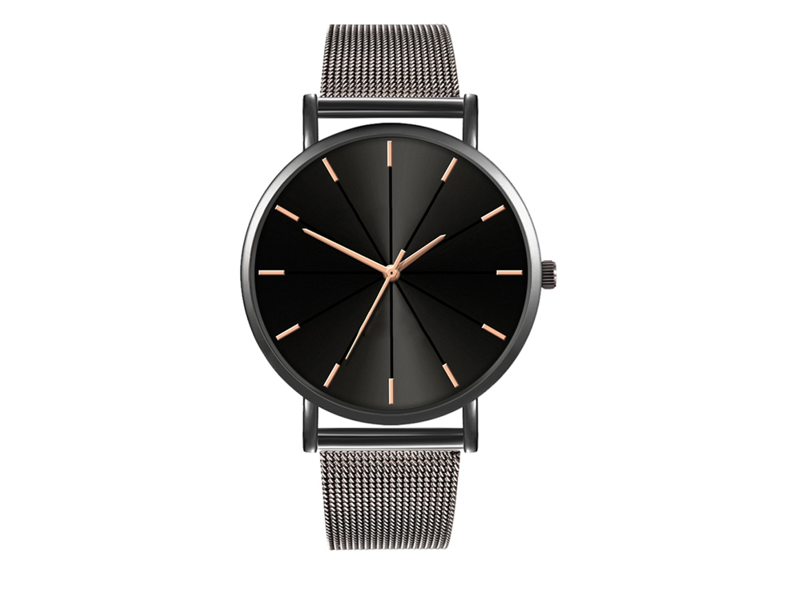 Reloj De Moda Para Parejas Con Correa De Malla Dial Redondo De Cuarzo