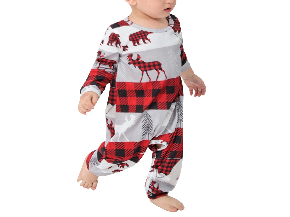 Conjunto De Pijamas De Natal Com Combinação Familiar Pijamas Para Pais E Filhos Vermelho E Cinza Outro