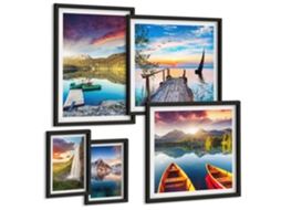 Quadros Decorativos Para Parede Garças Em Voo À Noite Moldura Preta Quadros Para O Escritório Espelharte (conjunto De 5 Imagens)