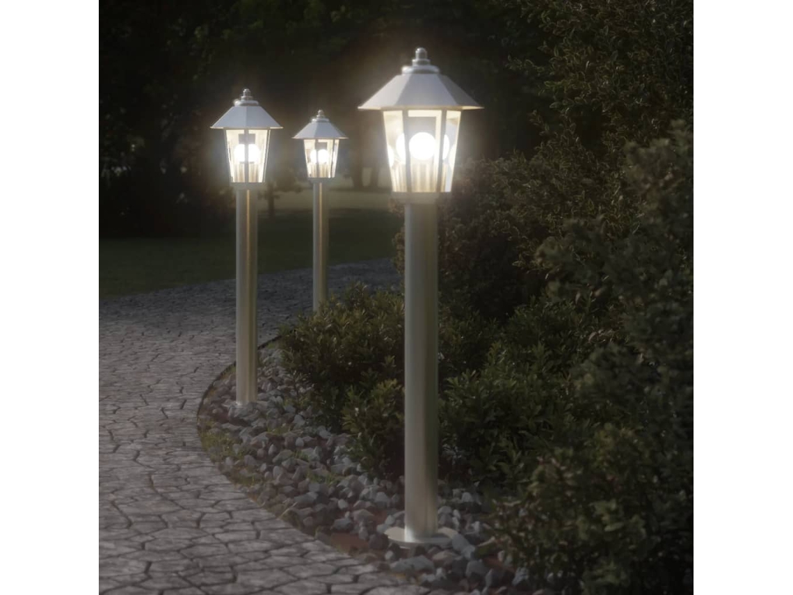 Vidaxl Candeeiro De Chão Para Exterior 80 Cm Aço Inoxidável Prateado