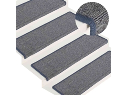 Vidaxl Tapetes De Escada 30 Peças 65x21x4 Cm Cinza Claro E Azul Com Borda Retangular