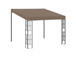 Vidaxl Gazebo De Montagem Na Parede 3x3 M Tecido Cinzento-acastanhado