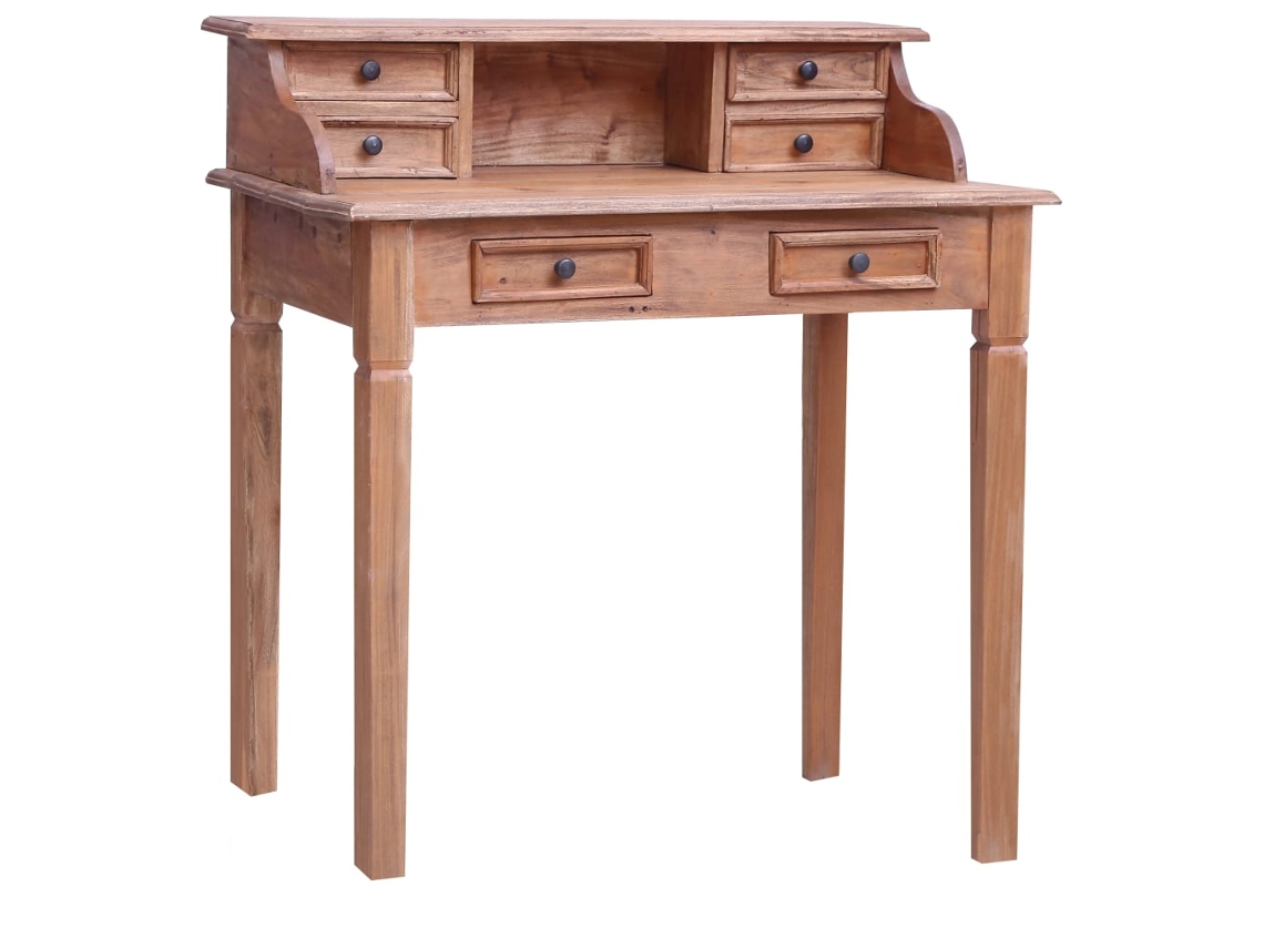 Vidaxl Secretária Com Gavetas 90x50x101 Cm Madeira De Mogno Maciça