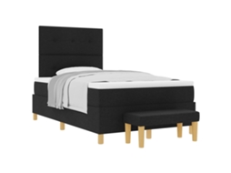 Cama Box com Colchão com Cabeceira Preto Tecido MAISON EXCLUSIVE (120x190 cm)