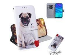 Capa De Couro Com Aba Horizontal E Desenho Colorido De Pug Para Huawei P Smart (2019) / Honor 10 Lite, Com Suporte, Compartimentos Para Cartões E Cart