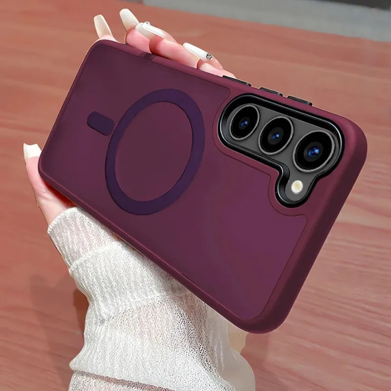 Capa Magsafe Com Carregamento Sem Fio Magnético (rosa) Para Samsung S24 Plus