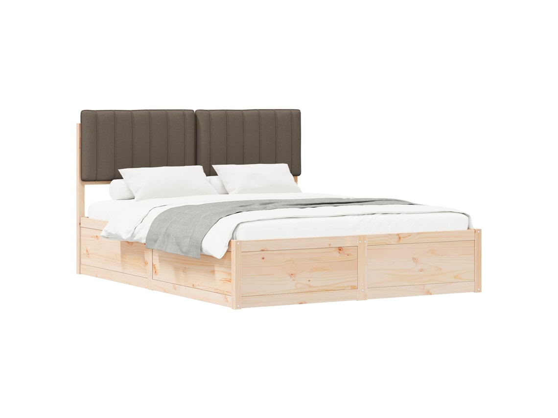Estrutura de Cama com Cabeceira Estofada Cinzento Acastanhado MAISON EXCLUSIVE