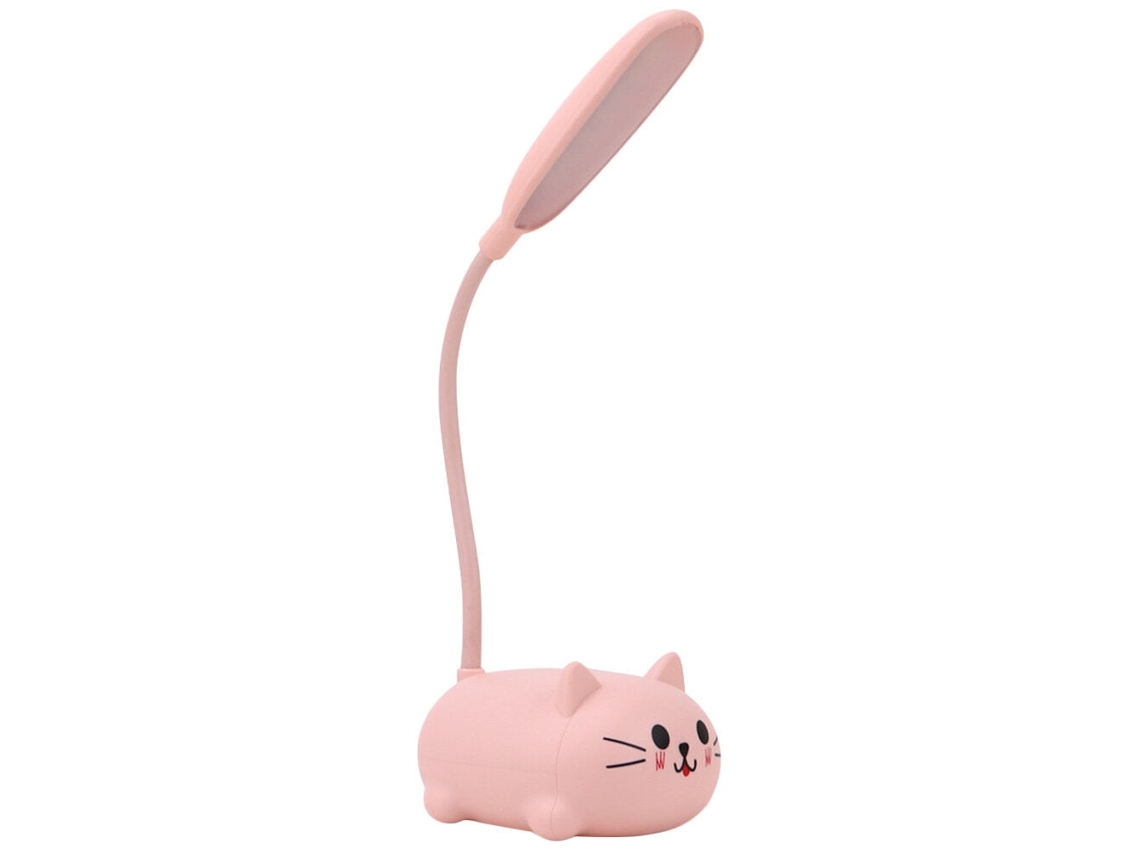 Candeiro de Mesa com Tema Gatos, 26 Cm, Cor de rosa, para Decoração Quartos Meninas e Crianças Ambiente Relaxante STELASPLEN