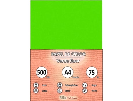Papel A4 80Gr Verde Flúor 500 Folhas