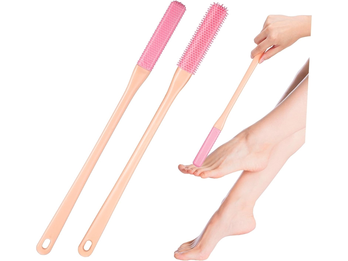 Lurelia Kit De 2 Escovas De Silicone Para Banho De Cuidado Corporal, Cabo Longo, Limpeza Profunda E Cabeças Intercambiáveis, Uso Diário