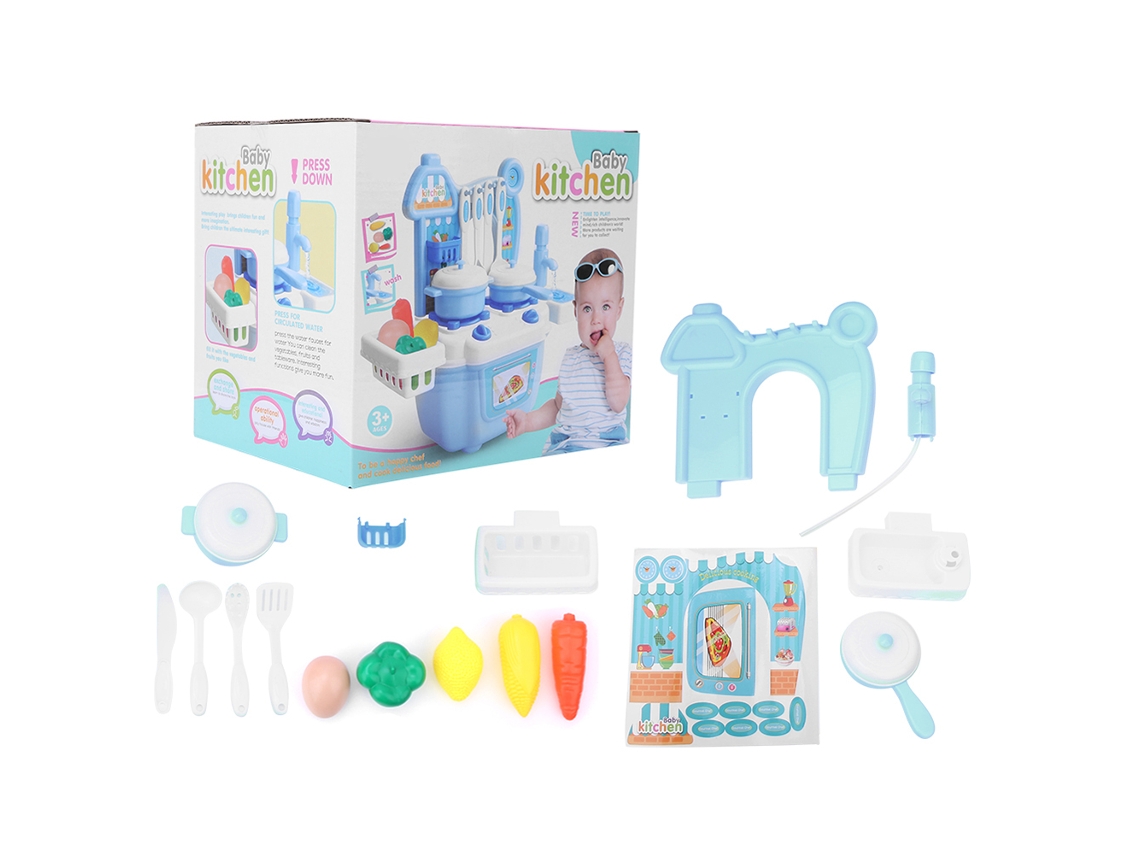 Mali brinquedo de Cozinha Simulação Utensílios de Cozinha Jogo Educativo para Crianças Ciano