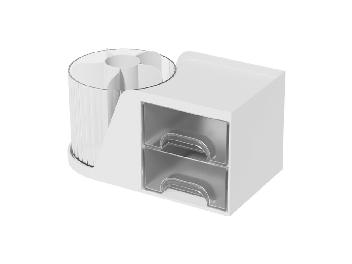 Organizador de Mesa Giratório com 2 Gavetas, Porta canetas Multifuncional | S/MARCA