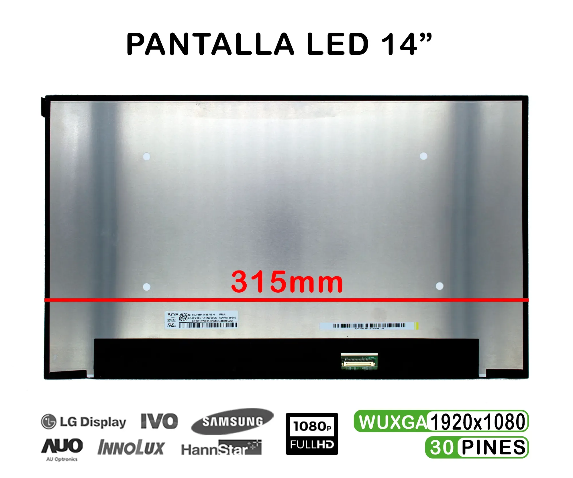 Tela de 14 LEDs para laptop NT140FHM N46 FHD 30 pinos Compativel