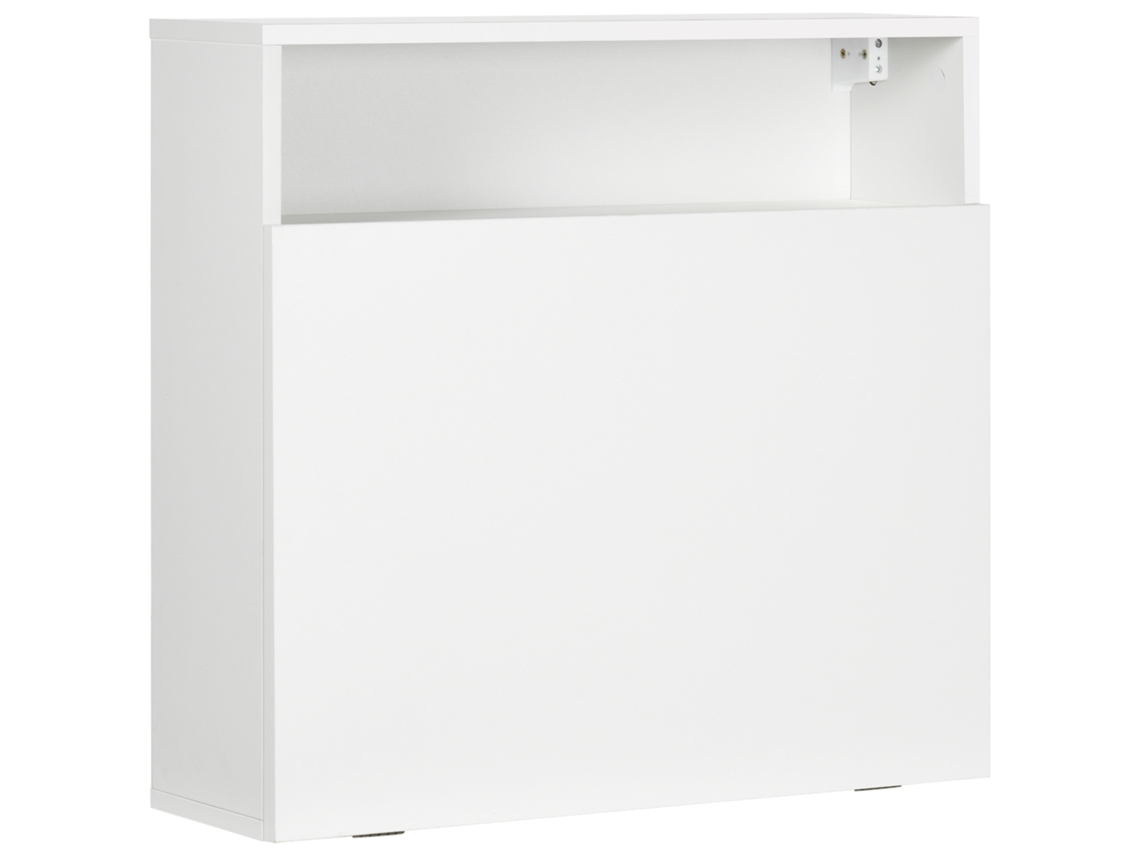 Mesa Flutuante Moderna Montada Na Parede Multifuncional Com Prateleiras De Armazenamento Branca 64x20x60cm