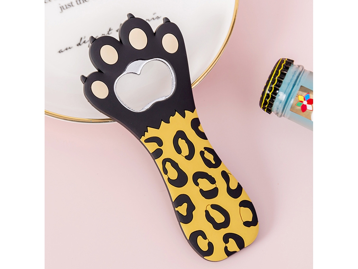 Nova Line abridor de Garrafas Pata de Gato Fofo Multifuncional com Ímã Silicone Cores Vibrantes