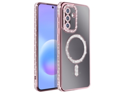Capa Para Galaxy A57 Compatível Com Carregamento Qi Com Contorno De Diamante Strass